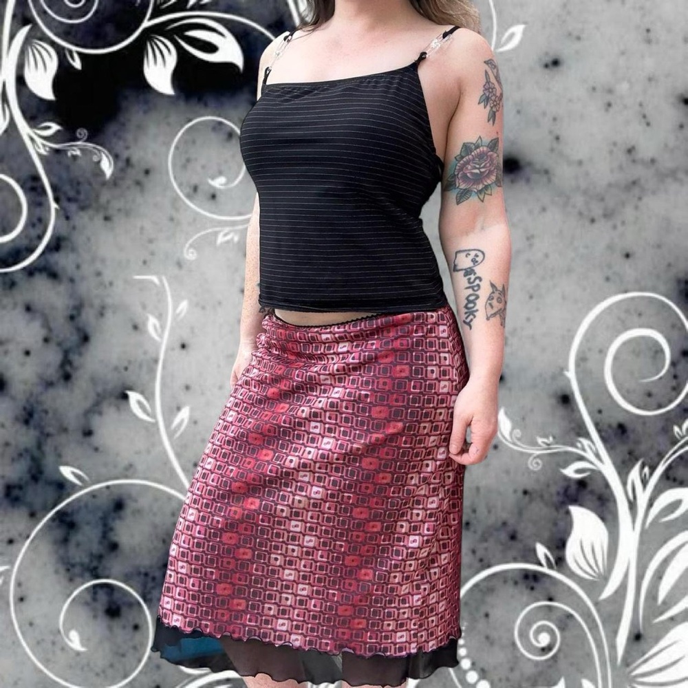 RARE vtg 90s/y2k kokoon whimsygoth fairy grunge layered slip midi skirt, sz md